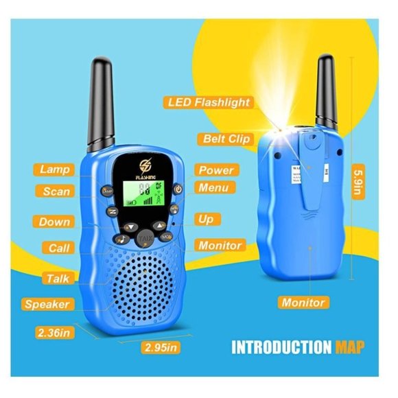 Walkie Talkies for Kids 2 Pack: Long Range Kids Blue Walkie Talkies for Boys 4-1 - Picture 3 of 6